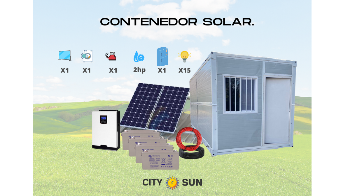 Contenedor 20 pies tipo oficina con energia solar.