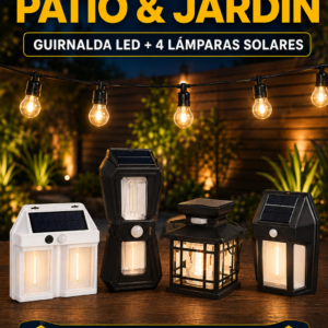 Pack de lámparas solares para jardín con guirnalda LED