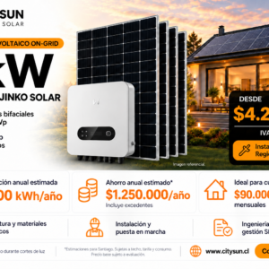 Kit solar on-grid GoodWe 3 kW con 6 paneles Jinko de 590 W e instalación en Región Metropolitana
