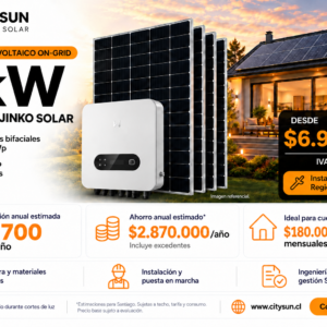Kit solar on-grid GoodWe 6 kW con 14 paneles Jinko de 590 W e instalación en Región Metropolitana