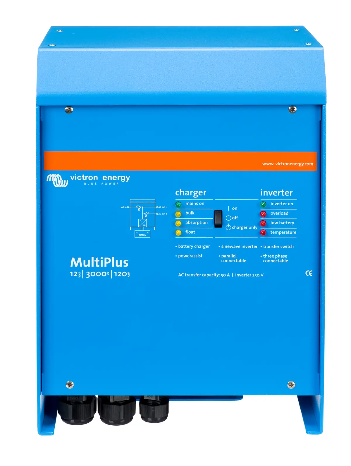 Victron Inversor/Cargador Multiplus 24V 3000VA 230V 50Hz carg. 70A, conmut. 50A